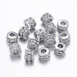 Honeyhandy Tibetan Style Alloy Beads, Lead Free & Nickel Free & Cadmium Free, Column, Antique Silver, about 6mm in diameter, 4.5mm thick, hole: 2.5mm