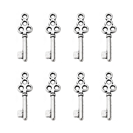 Honeyhandy Tibetan Style Alloy Pendants, Lead Free, Cadmium Free and Nickel Free, Antique Silver, Skeleton Key, 7mm wide, 21.5mm long, hole: 1mm