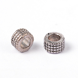 Honeyhandy Tibetan Style Alloy Spacer Beads, Lead Free & Nickel Free & Cadmium Free, Column, Antique Silver, about 5mm in diameter, 3mm long, hole: 3mm