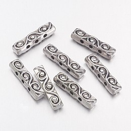 Honeyhandy Tibetan Style Bar Spacers, Lead Free and Cadmium Free & Nickel Free, Rectangle, Antique Silver Color, about 18mm long, 4mm wide, 5mm thick, hole: 1.5mm