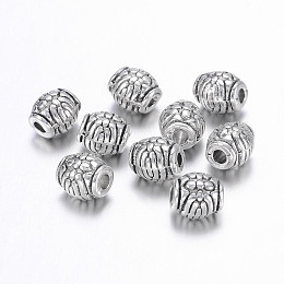 Honeyhandy Tibetan Style Alloy Beads, Lead Free & Nickel Free & Cadmium Free, Drum, Antique Silver, about 6mm in diameter, 6mm thick, hole: 2mm