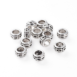 Honeyhandy Tibetan Style Alloy Beads, Lead Free & Cadmium Free & Nickel Free, Rondelle, Antique Silver, about 6mm in diameter, 3.5mm thick, hole: 3.5mm