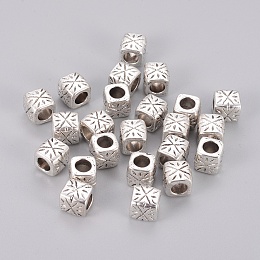 Honeyhandy Tibetan Style Spacer Beads, Lead Free & Nickel Free & Cadmium Free, Cube, Antique Silver, about 9mm wide, 9mm long, 9mm thick, hole: 5.5mm