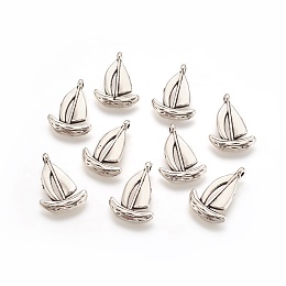 Honeyhandy Tibetan Style Alloy Pendants, Sailing Boat Charms, Lead Free, Cadmium Free and Nickel Free, Antique Silver, 13mm wide, 19mm long, hole: 1mm