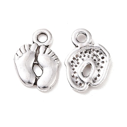 Honeyhandy Tibetan Style Alloy Charms, Cadmium Free & Nickel Free & Lead Free, Foot Print, Antique Silver, 14mm long, 10mm wide, 2mm thick, hole: 2mm