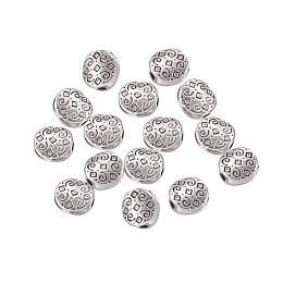 ARRICRAFT About 50pcs Tibetan Style Flat Round Antique Silver Beads for Bracelets Jewelry Making, 7x7x3mm, Hole: 1.5mm