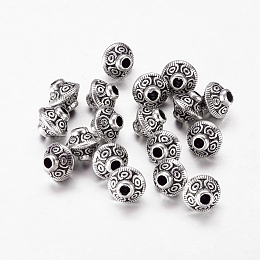 Honeyhandy Tibetan Style Antique Silver Tone Bicone Alloy Spacer Beads, Metal Findings Accessories for DIY Crafting, Lead Free & Cadmium Free & Nickel Free, 5.4x6.3mm, Hole: 1mm