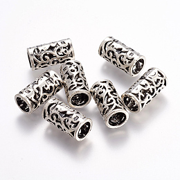 Honeyhandy Tibetan Style European Beads, Large Hole Beads, Lead Free & Cadmium Free & Nickel Free, Antique Silver, Column, 11mm in diameter, 21.5mm thick, hole:8mm