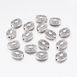 Honeyhandy Tibetan Style Alloy Beads, Oval, Antique Silver, Lead Free & Cadmium Free & Nickel Free, 11x9x4mm, Hole: 2mm