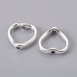 Honeyhandy Tibetan Style Alloy Bead Frames, Lead Free and Cadmium Free, Nickel Free, Heart, Antique Silver Color, about 13.5x14x2mm, hole: 1.5mm