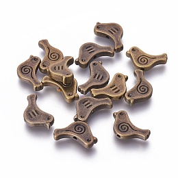 Honeyhandy Tibetan Style Alloy Beads, Lead Free & Nickel Free & Cadmium Free, Bird, Antique Bronze, 9mm long, 15mm wide, 2.5mm thick, Hole: 1.5mm