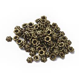 Tibetan Style Bead Caps, Zinc Alloy Bead Caps, Lead Free & Nickel Free & Cadmium Free, Antique Bronze Color, 7x3mm, Hole: 1.5mm