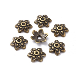 Honeyhandy Tibetan Style Bead Caps, Lead Free, Cadmium Free and Nickel Free, Antique Bronze, 9mm in diameter, 3mm thick, hole: 1mm