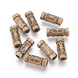 Honeyhandy Tibetan Style Beads, Zinc Alloy Beads, Antique Bronze Color, Tube, Lead Free & Nickel Free & Cadmium Free, 13x5mm, Hole: 2.5mm