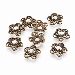 Honeyhandy Tibetan Style Alloy Bead Caps, Antique Bronze, Lead Free & Cadmium Free & Nickel Free, 10.7x11x2.5mm, Hole: 3mm