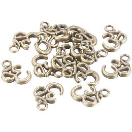 UNICRAFTALE 50pcs Tibetan Pendants Antique Bronze Alloy Tibetan Style OM OHM AUM Pendants Charm Pendants Lead Free Cadmium Free for Women Men Jewelry Making Crafting