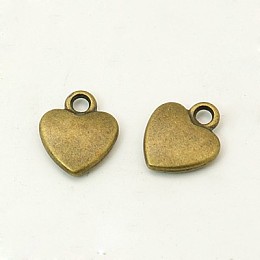 Honeyhandy Tibetan Style Alloy Charms, Cadmium Free & Nickel Free & Lead Free, Antique Bronze, Heart, about 12mm long, 10mm wide, 2.5mm thick hole: 2mm