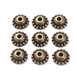 Tibetan Style Alloy Caps, Cadmium Free & Nickel Free & Lead Free, Antique Bronze, 8x3mm, Hole: 2mm