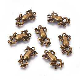 Honeyhandy Metal Alloy Pendants, Cadmium Free & Lead Free, Frog, Antique Bronze, 22x10x2mm, Hole: 2mm