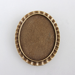 Honeyhandy Vintage Alloy Brooch Cabochon Bezel Settings, with Iron Pin Brooch Back Bar Findings, Oval, Cadmium Free & Nickel Free & Lead Free, Antique Bronze, Tray: 40x30mm, 48x38x2mm, Pin: 0.6mm