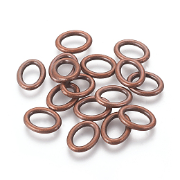 Honeyhandy Tibetan Style Linking Rings, Oval Ring, Red Copper, Lead Free & Cadmium Free & Nickel Free, 16x12.5x2.5mm, Hole: 11mm