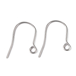 Honeyhandy Original Color Earring Findings, with Horizontal Loop 304 Stainless Steel Ear Wire, 22x18mm, Hole: 2.2mm, Pin: 0.7mm