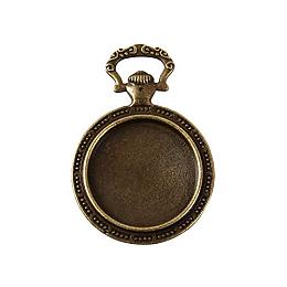 ARRICRAFT 10pcs Vintage Tibetan Style Alloy Double Sided Pendant Cabochon Bezel Settings Nickel Free Antique Bronze Flat Round Tray 39x27x4mm