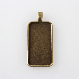 Honeyhandy Vintage Tibetan Style Alloy Big Pendant Cabochon Settings, Plain Edge Bezel Cups, Cadmium Free & Nickel Free & Lead Free, Antique Bronze, Rectangle Tray: 19x38mm, 50x22x3mm, Hole: 7x4mm