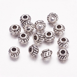 Honeyhandy Tibetan Style Spacer Beads, Lead Free & Cadmium Free & Nickel Free, Rondelle, Antique Silver, about 6mm in diameter, 4.5mm thick, hole: 3mm, about 47pcs/20g