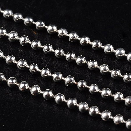 NBEADS 50m Iron Ball Chains, Platinum, Come On Reel, Nickel Free, Come On Reel, 1.5mm in diameter, 50m/roll