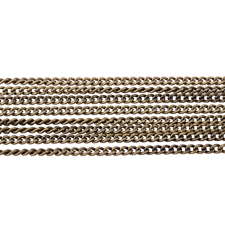 PandaHall Elite 5 Yard Brass Twist Curb Necklace Chains Size 1.5x1x0.35mm Nickel Free Oval Shape Antique Bronze Jewelry Making Chain