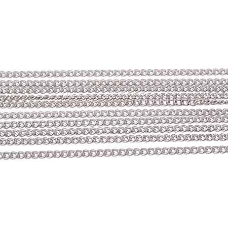 PandaHall Elite 5 Yard Nickel Free Brass Twist Curb Chains Size 1.5x1x0.35mm Oval Shape 16 Feet Jewelry Making Chain Platinum