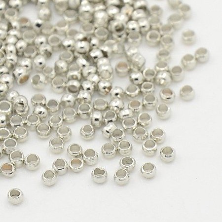 NBEADS 10000 Pcs Brass Crimp Beads, Nickel Free, Barrel, about 2mm in diameter, 1.2mm long, hole: 1.2mm