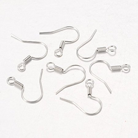 NBEADS 5000Pcs Iron Earring Hooks, Nickel Free, Platinum Color, 1.5cm long, hole: about 2.5mm