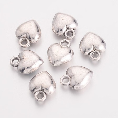 Honeyhandy Valentine Day Ideas for Her Tibetan Style Alloy Charms, Lead Free, Cadmium Free and Nickel Free, Heart, Antique Silver, 11.5mm long, 9mm wide, 4.5mm thick, hole: 1.5mm