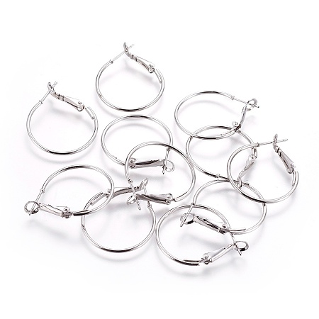 Honeyhandy Brass Hoop Earrings, Nickel Free, Ring, Real Platinum Plated, 28~32x25x5.5mm, Pin: 0.7mm