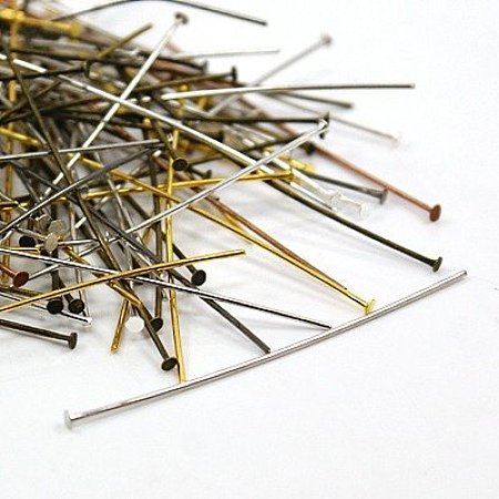 NBEADS 1000g Iron Headpins, Nickel Free, Mixed Color, 50x0.7mm