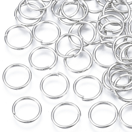 Honeyhandy Jump Rings, Open Jump Rings, Brass, Cadmium Free & Nickel Free & Lead Free, Platinum, 10x1mm, 18 Gauge, Inner Diameter: 8mm, about 2400pcs/500g
