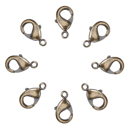 NBEADS Curved Lobster Clasps-200pcs Brass Lobster Claw Clasps Jewelry Making Findings 8x15mm