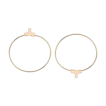 BENECREAT 30PCS  Gold Plated Round Beading Hoop Earring Finding Components with 2 Loops (40x36mm)