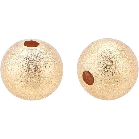 BENECREAT 30Pcs 18K Gold Plated Sparkle Round Beads 8mm Spacer Beads for Necklaces, Bracelets and Jewelry Making, Hole 2mm