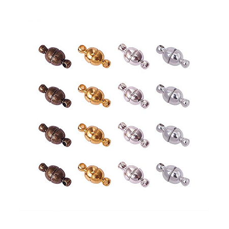 ARRICRAFT 100 Sets Mixed Color Round Brass Magnetic Clasps Magnet Converter for Bracelet Necklace Making