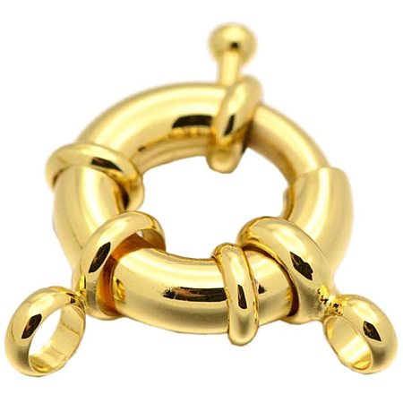 Arricraft 15pcs 3mm Rack Plating Brass Spring Clasps Round Spring Ring Clasp Real Gold Plated for Necklace Bracelets Jewelry Making
