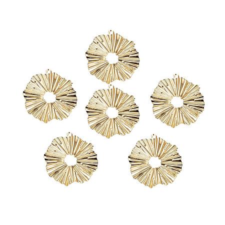 ARRICRAFT 30pcs Real Gold Plated Flower Brass Pendants for Earring, Bracelets, Necklace Making, Long-Lasting Plated, Nickel Free, 25x24x1mm, Hole: 1.2mm