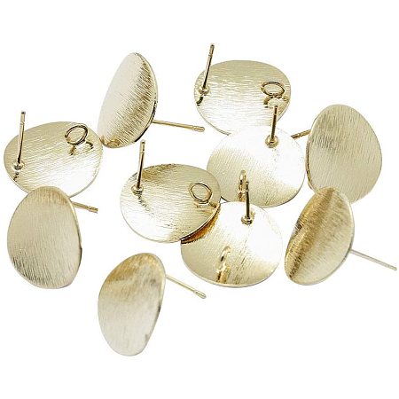 ARRICRAFT 40pcs Electroplated Brass Stud Earring Findings with Loop Real  Gold Plated Stud Earrings Flat Round Earring Settings Nickel Free Ear Stud Components for Earring Making