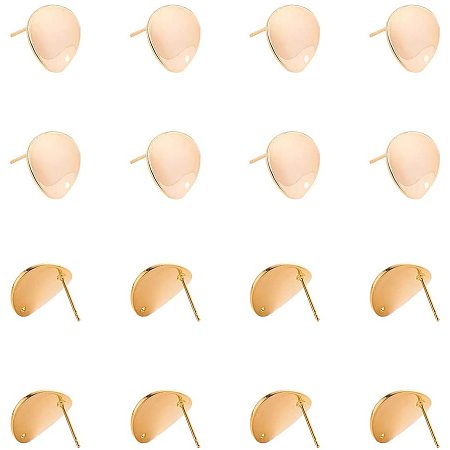 Pandahall Elite 15 Pairs 18K Gold Plated Earring Posts Brass Ear Studs Findings for Earring Making - Nickel Free