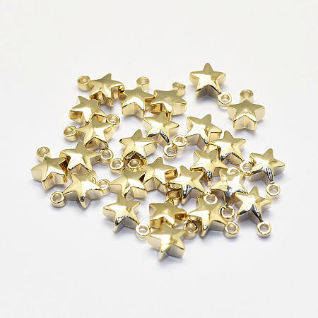 Honeyhandy Long-Lasting Plated Brass Charms, Real 18K Gold Plated, Nickel Free, Star, 7.5x5.5x3mm, Hole: 1mm