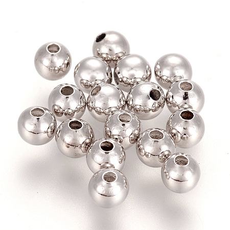 ARRICRAFT Brass Spacer Beads, Round, Nickel Free, Real Platinum Plated, 4mm, Hole: 1.2mm, about 13pcs/g