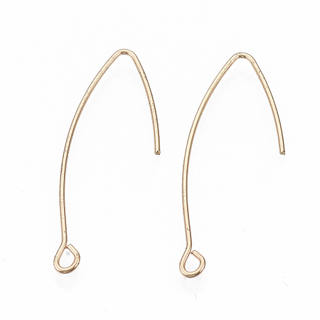 Honeyhandy Brass Earring Hooks, with Horizontal Loop, Nickel Free, Real 18K Gold Plated, 35mm, Hole: 1.8mm, 20 Gauge, Pin: 0.8mm