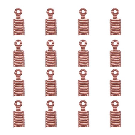 NBEADS 1000 PCS Red Copper Color Brass Cord Ends Folding Crimp Ends, Fold Over Crimp Cord Tips/Ends Terminators End Jewelry Findings Tips for Leather